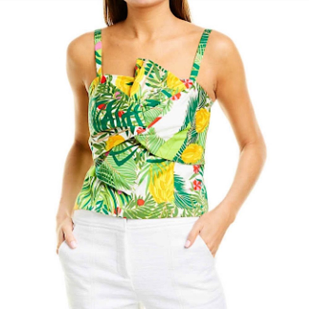NWT- Trina Turk Strappy Tropical Top with Boning